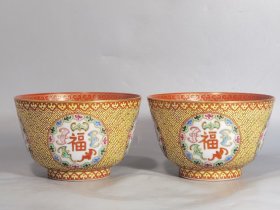 清代粉彩福禄寿喜碗