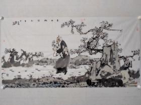 保真书画，山东名家，于受万四尺整纸国画一幅《春在枝头已十分》带作者本人画袋。69×137cm软片，于受万，国画名家， 1943年生，中国美术家协会会员，山东省中国画学会顾问，山东省美术家协会人物画艺委会顾问，文化部东方文化艺术院国画研究院名誉院长，《中国艺术》杂志学术编委,山东理工大学兼职教授。