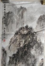 著名画家  李春筍  先生精美山水画《深山论道》【得傅抱石山水神韵】