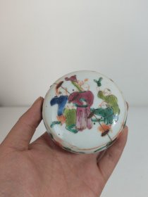 清代印泥盒，盖子锯钉