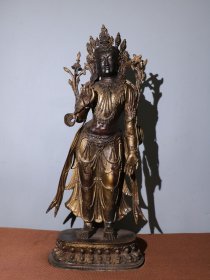 铜老佛像站观音菩萨全相 高60厘米长25厘米宽15厘米重17.8斤