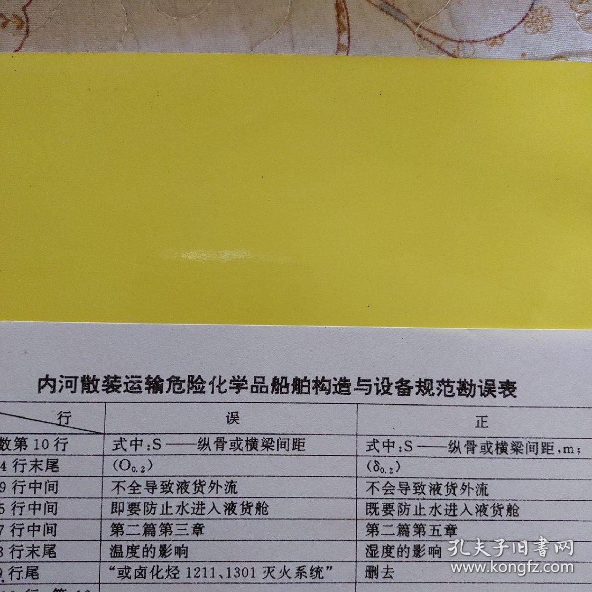 中华人民共和国船舶检验局
内河散装运输危险化学品船舶构造与设备规范
1995