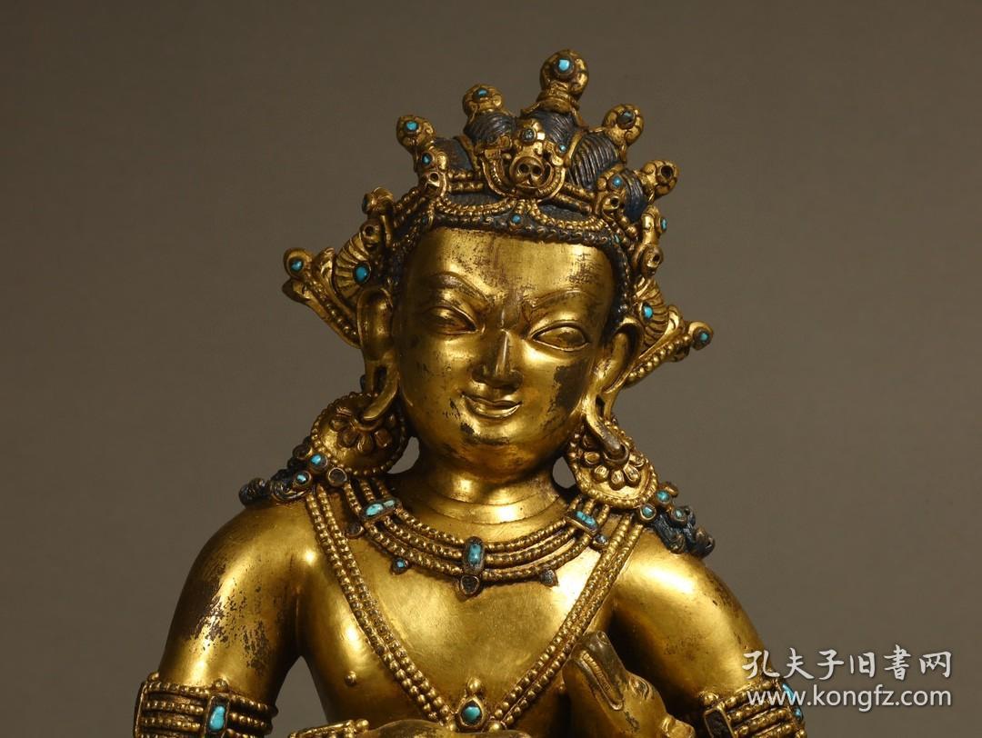 点击查看原图 明代,铜鎏金嵌宝女财神扎基拉姆坐像规格:长27cm宽19cm高(厚)36cm重9830g