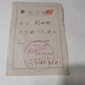 青岛市四方区 1963年选民证（补选）