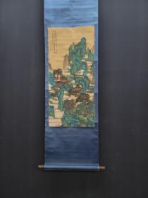 旧藏 清代 杨晋 精品绢本青绿山水 画心尺寸87x40.5厘米