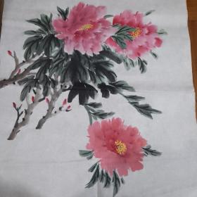 莱阳国画 《花枝俏三朵》花鸟画  68*46cm 未署名