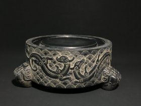 精品文玩清代雕螭龙砚台
