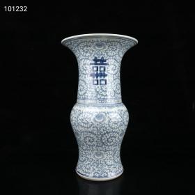 青花喜字大花瓢
高42cm宽24cm