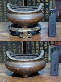矮胖敦厚带原座桥耳炉。