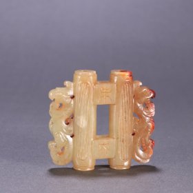 和田玉双管雕件