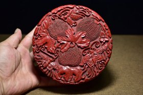 剔红雕漆漆器圆盒