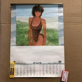 80八十年代1988年年历画西方美女年历挂历图，4开