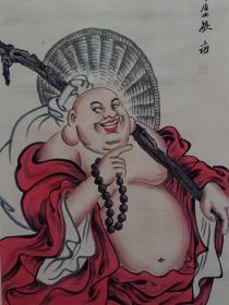 【大肚无量】弥勒佛  佛像立轴，大肚容  容天下之难容事丶开口笑  笑世间可笑之人！