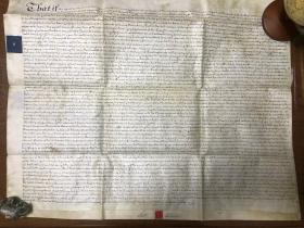 1781年 罕见的完整的111年租约羊皮纸契约 从1781年到1892年背面surrender 约76*60公分尺幅较大 精品！