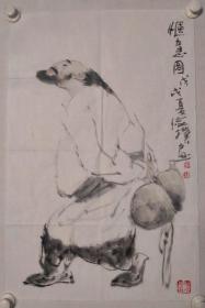 保真书画，杨俭朴国画人物《惬意图》一幅70*46 杨俭朴，1957年生于四川南充。现为中国美术家协会会员。当代优秀水墨画家。2012年当选21世纪最具收藏价值与升值潜力的人物画100家，2017年当选全球水墨画500强。作品多次参加省、市、全国以及海外画展并有部分作品获奖。多次参加国内外学术邀请展，入编多部大型画册并发表于多家报刊杂志。