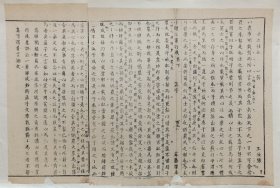 八股文一篇《士之仕也》，作者：王汝骧。尺寸：35*23.5厘米，这是木刻本古籍散页拼接成的八股文，不是一本书，轻微破损缺纸，已经手工托纸。
