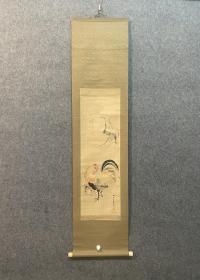 古笔大吉图，清代，【狩野 玉荣】 
1730 - 1804（享保十五~文化元）75岁。狩野 玉燕的第三子，名在信（一作左信），号长墨斋、玉乐，亦 连称狩野玉荣在信。65岁时隐居。御徒士町狩野家传 人。江户幕府的表绘师