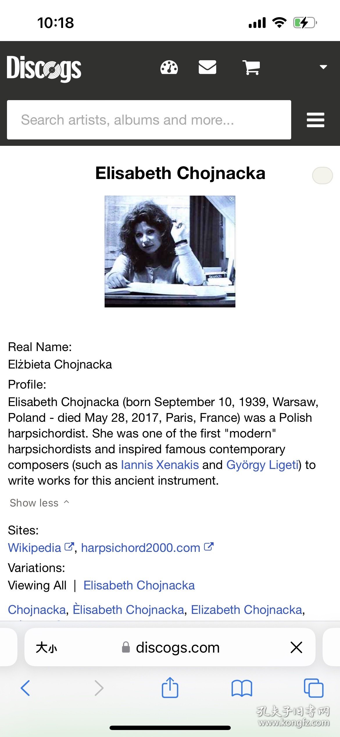 elizabeth chojnaka，波兰大键琴演奏家，被认为是第一个现代意义上大键琴音乐家之一，并吸引了ligeti和xenakis这样的音乐家为其专门创作作品，这张《过去的先锋》专辑中演奏了多名古代音乐家的充满先锋意味的作品合集，原版cd盘面完好