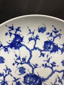 青花盘子，福寿如意，