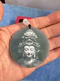 翡翠观音A货，带证书、玉遇有缘人。