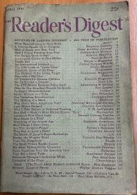 April 1947年 美国出版的《reader's  digest》，尺寸19.8*13.8厘米，总176页，年代久远，品相如图，喜欢的来，诚信交易谨慎拍，售后不退。