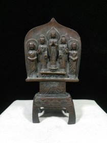 铜胎北魏佛造型 【一佛四弟子】器形经典 尺寸：高23公分，宽13公分 重量：约2.8斤