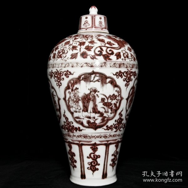 釉里红四爱图梅瓶,高47cm直径25cm