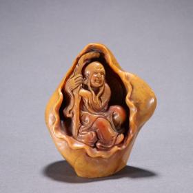 旧藏 田黄石长眉罗汉印章