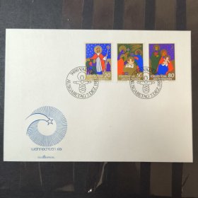 F2633列支敦士登邮票 1981年 圣诞节 圣家族尼古拉斯 一封3全 精美首日封 （凹凸印制信封，影写版邮票印刷）