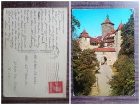 外国明信片，德国实寄原版，罗腾堡小镇，品如图～