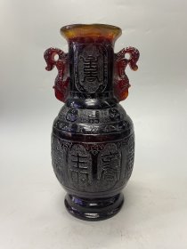 仿琥珀花瓶寿字花瓶摆件 尺寸如图