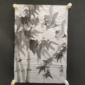 122e38：著名画家、花鸟师承李苦禅大师、中国美术家协会北京分会会员—钱卫国 花鸟国画作品一幅 ，纸本软片，尺寸约1.3平尺！