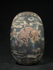 徽州扫象图墨摆件
重约777g，20×12×4cm。