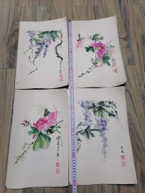 1978年手绘花卉四张