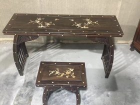 纯檀木琴桌一套，镶嵌螺钿，全品无杂料，完好牢固