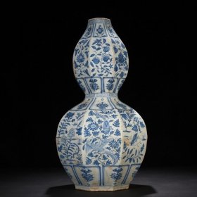 元青花草虫花卉凤纹八方葫芦瓶 55*26厘米 6600
