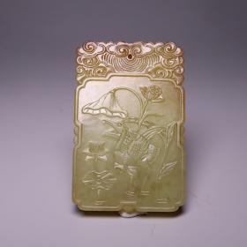 清 和田玉黄玉一路连科挂佩