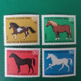 德国邮票 西德1969年良种马 4全新