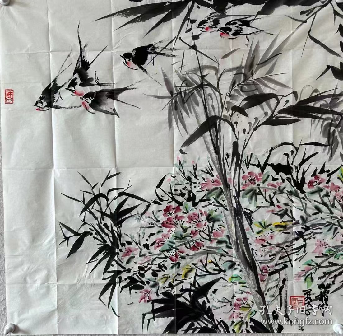 【保真字画，得自画家本人】王石染 68X68cm！ 王石染原名王建刚，字大朴，1969年生，北京通州人。幼时学画受舅父郭宗义及画家张殿启、田兆峰先生启蒙。毕业于北京矿业大学，修业于中央美术学院国画系助教班，清华大学美术学院李铁生工作室助教，中国美术家协会会员，职业画家。出版个人画集九种合集数种山水画家。