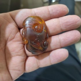 清代琥珀灵芝如意