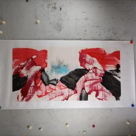 【佚名】大写意国画山水花鸟系列之23，娱乐，餐饮，茶楼，会所绝配，宣纸画芯，白纸托裱，应该是展览作品，买家自鉴！