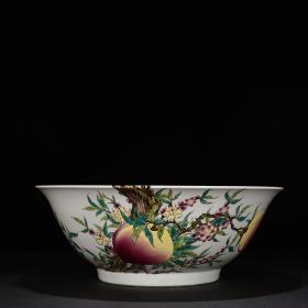 清乾隆粉彩五福九桃纹福寿大碗    15.5×43厘米