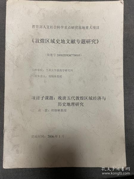 敦煌区域史地文献专题研究