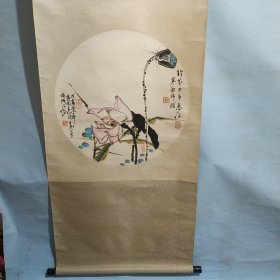 胡子为画莲花荷花（别名岩威，号黄冈主人。现任福州市美术家协会顾问，南京市颜真卿书画院顾问等【画心约55 × 55cm】