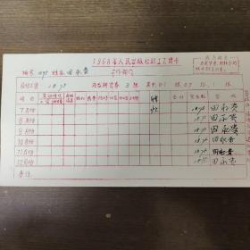 1968年人民出版社职工工资卡： 著名编辑田永贵  7月到12月份工资  其中田永贵签字六处