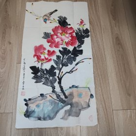 国画一幅 花鸟 傅慧英画 89*48cm