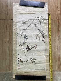 澳门著名画家朱锵 蝴蝶图（尺寸：66×33cm）注：该画有皱褶