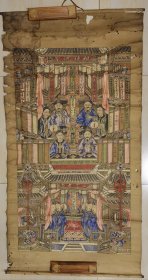 清代张氏家族祖宗画（画心120×64）祖德流芳永言孝思（庙画）