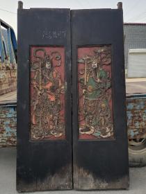 松柏木老门神门一对，保存完好品相如图。