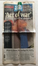 911次日美国原版英文报纸，2001年9月12日USA Today，版面完整。首页因时间太长，有磨损，见图。看好拍，不退换。包邮。